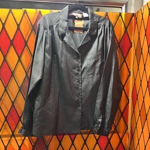 Vintage 1970’s -80’s Elegant Black Women's Blouse Sz Vtg 16